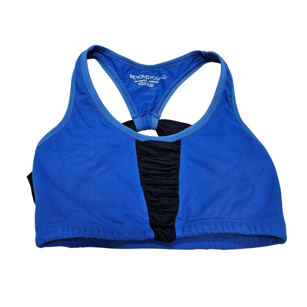 Beyond Yoga Womens‎ Racerback Sports Bra L Blue & Black